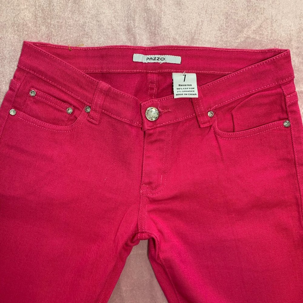 NWOT Pazzo Hot Pink Skinny Jean w/ Crystal Detail
